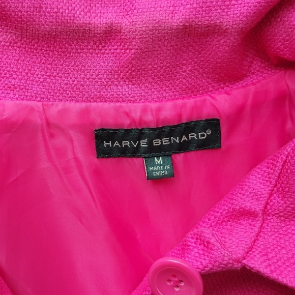Bright Pink Harve Benard Button Up Jacket Blazer 3/4 Sleeves - Picture 3 of 9